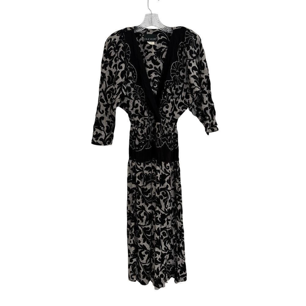 Vintage Phoebe Black and White Midi Dress
